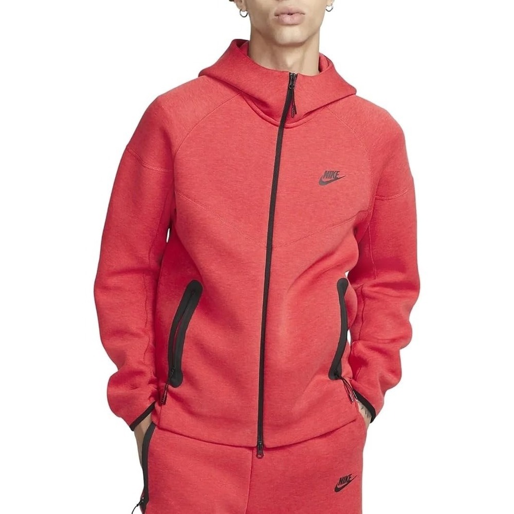 Mens Medium - Nike Sportswear Tech Fleece Windrunner Red/Black  NEW With Tags